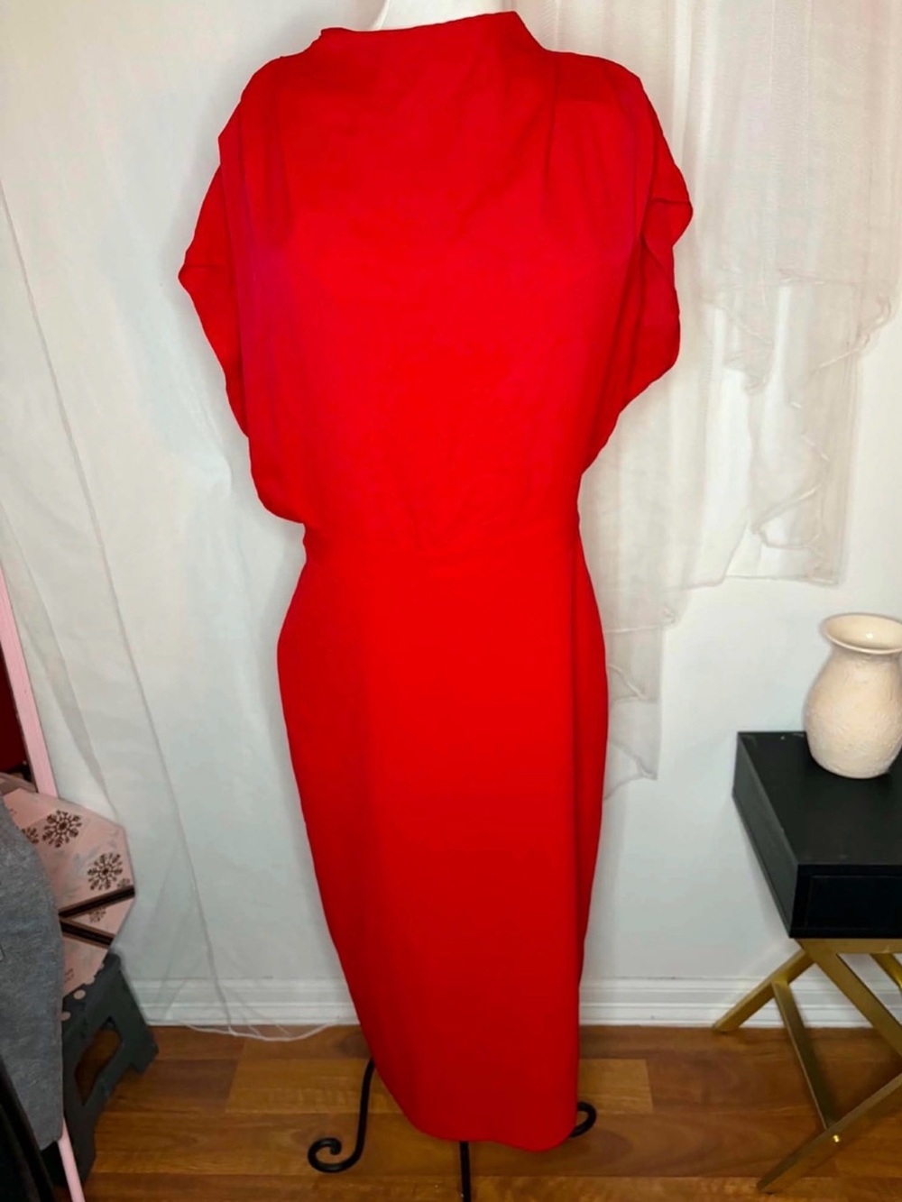 Express Elegant Red Midi Dress - Classic Sheath Silhouette Large